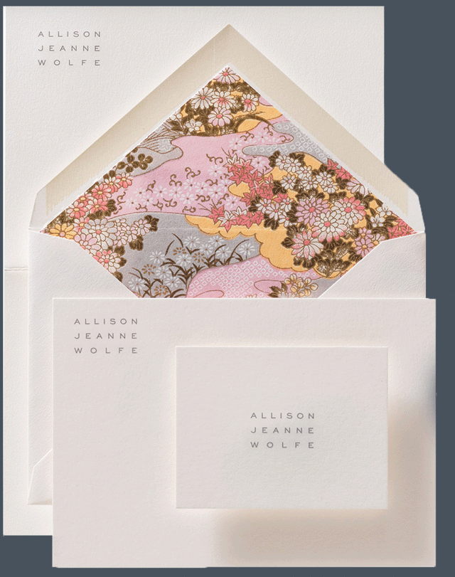 Arzberger white cards & sheets with engraving | Japanese tissue linings