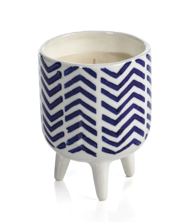 Blue Lagoon Fragranced Candle - Chevron Pattern