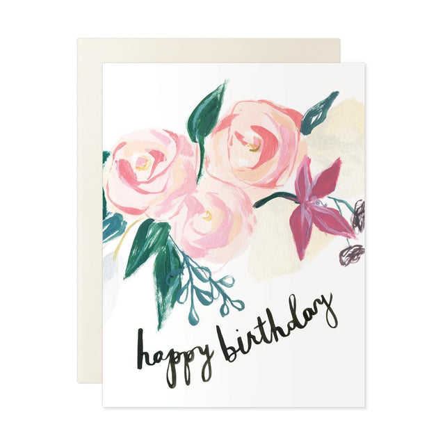 Happy Birthday Pink Florals Card